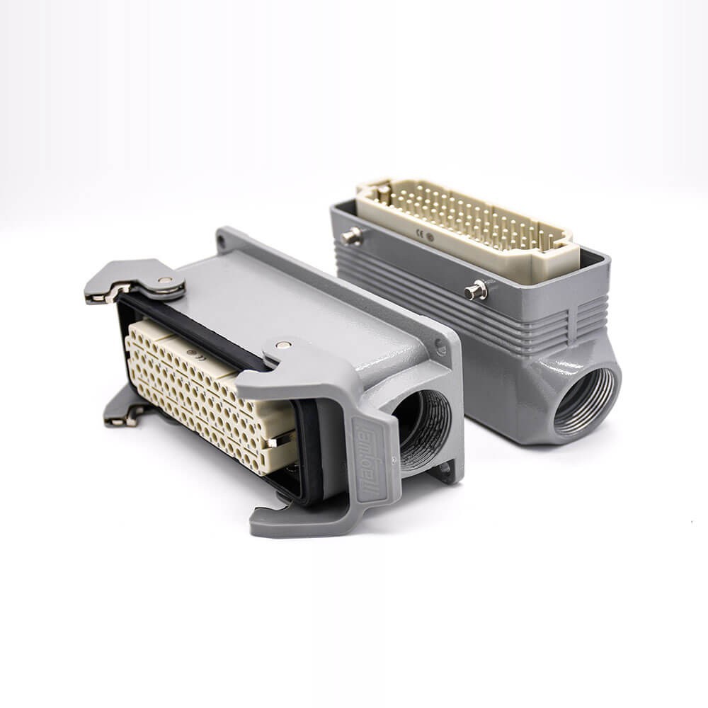 Elecbee Rectangular waterproof connector heavy-duty 64-core H24B shell male and female PG21 surface mount