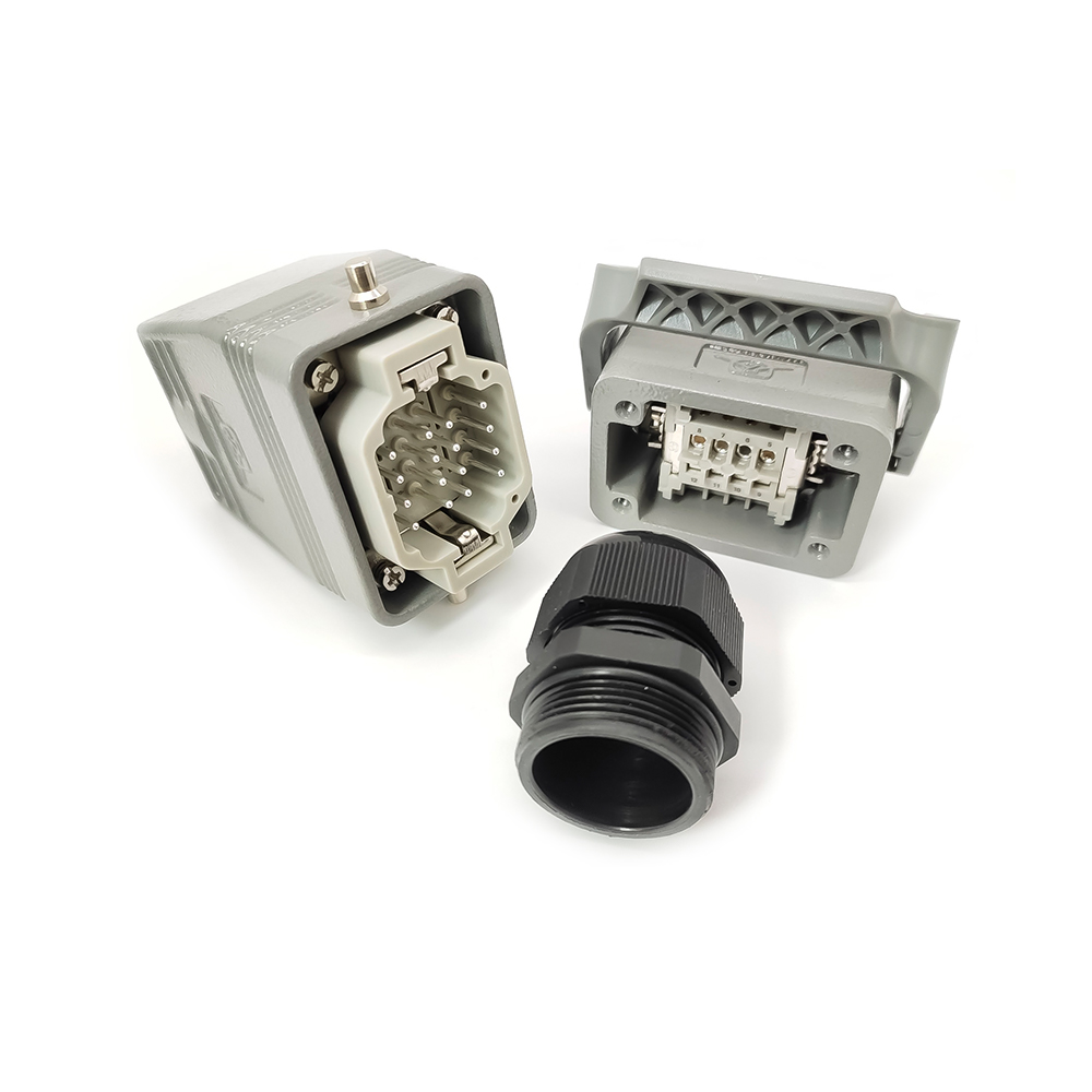 Elecbee Connector Heavy Duty H6B 12Pin Male Without Contacts Male Butt-Joint Female PG21 Bulkhead Mounting
