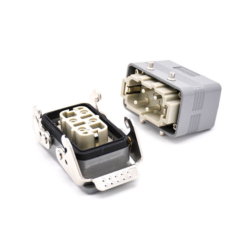 Elecbee Heavy Duty 4 Pin Connector H10B Silver Plating Male Butt-Joint Female M25 Bulkhead Mounting