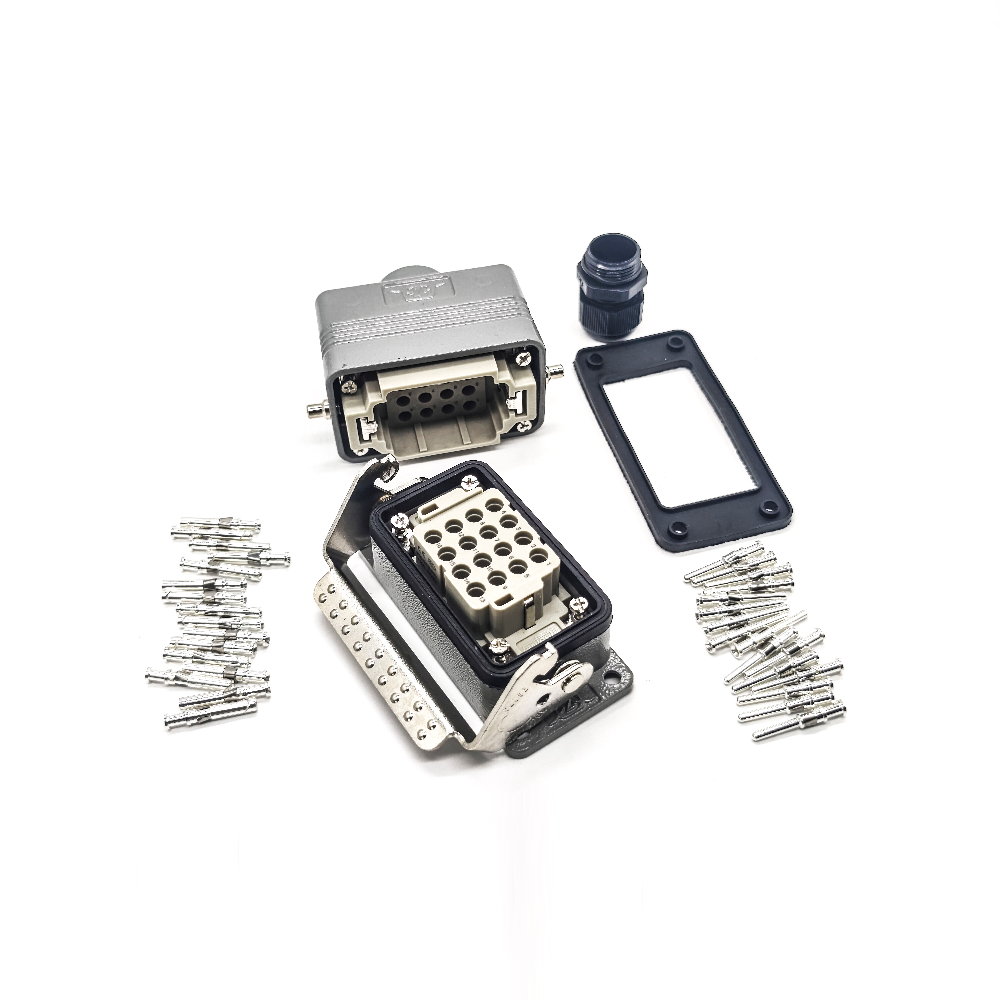 Elecbee Heavy Duty Connectors H10B Bulkhead Mounting 16Pin Male Without Contacts Male Butt-Joint Female PG16 Aluminum Shell