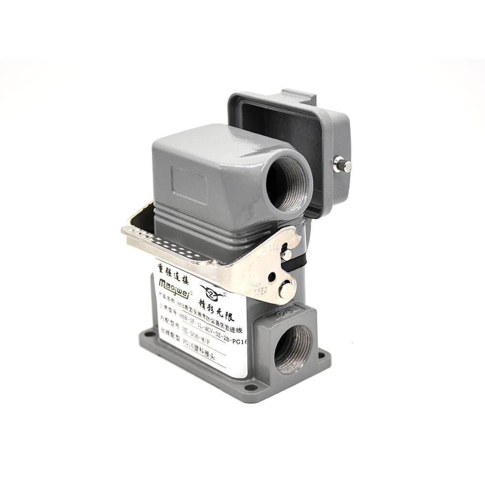 Elecbee Heavy Duty Electrical Connector H6B Silver Plating 6Pin Male Butt-Joint Female PG16 Surface Mounting