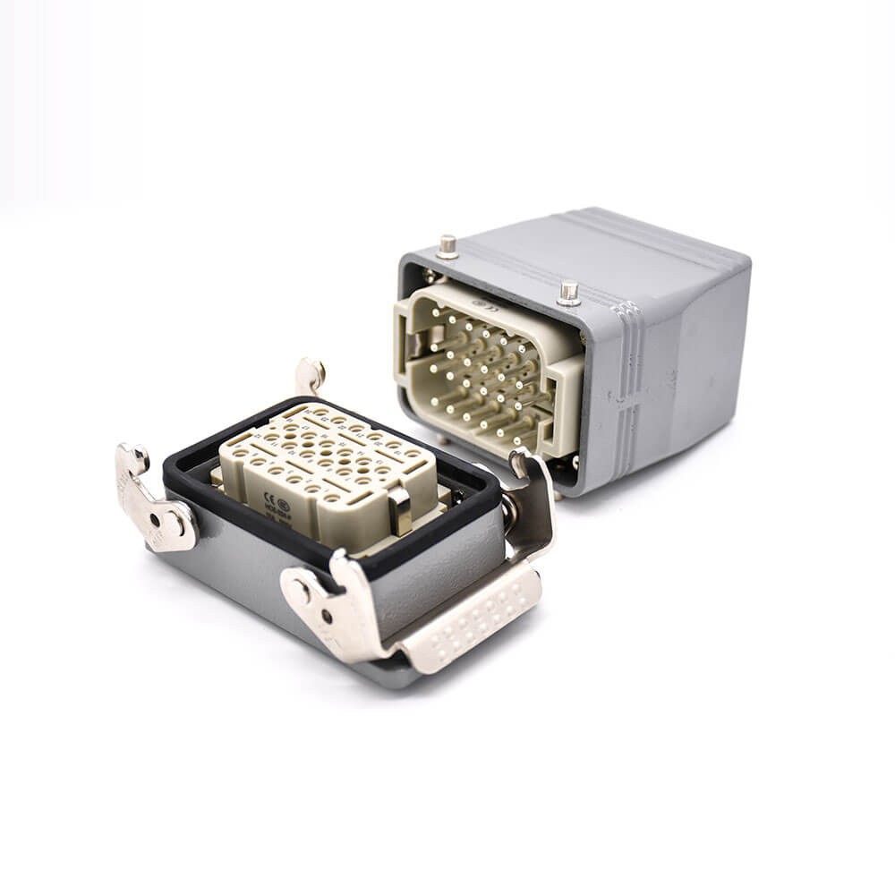 Elecbee 24 Pin Heavy Duty Connector Hasp Silver Plating H10T Size PG29 Bulkhead Mounting