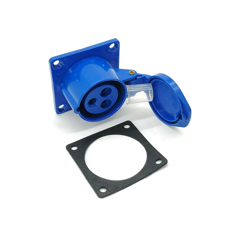 Elecbee Industrial Connector Socket 3P 16A 220V-250V 2P+E 6h IP44 Straight Type Panel Mount