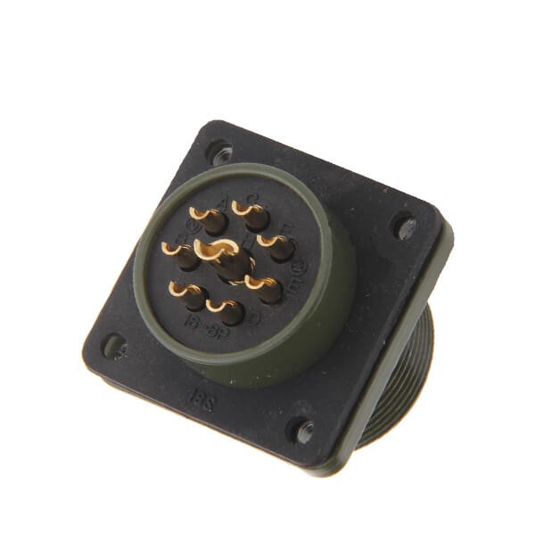 Elecbee Mil-Spec Connector MS5015 Series 5pcs Threaded MS3102A18-8P gild 8pin Straight 4  hole flange Solder Type Socket