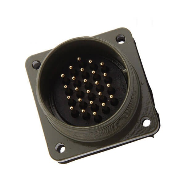 Elecbee Mil-Spec Connector MS5015 Series 5pcs Threaded MS3102A28-16P gild 20pin Straight 4  hole flange Solder Type Socket