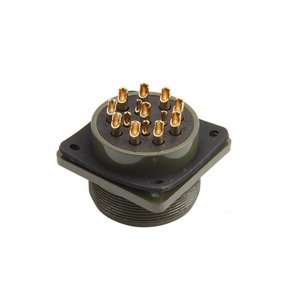 Elecbee Mil-Spec Connector MS5015 Series 5pcs Threaded MS3102A28-20P gild 14pin Straight 4  hole flange Solder Type Socket