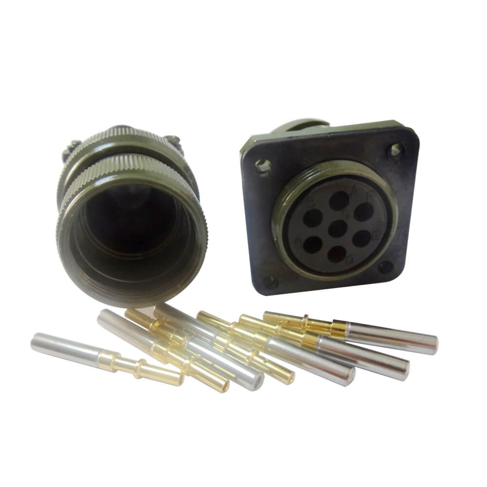 Elecbee JL Socket 4 Hole-Flange Solder Traction Motor Connector 7 Pin Straight Bayonet Coupling