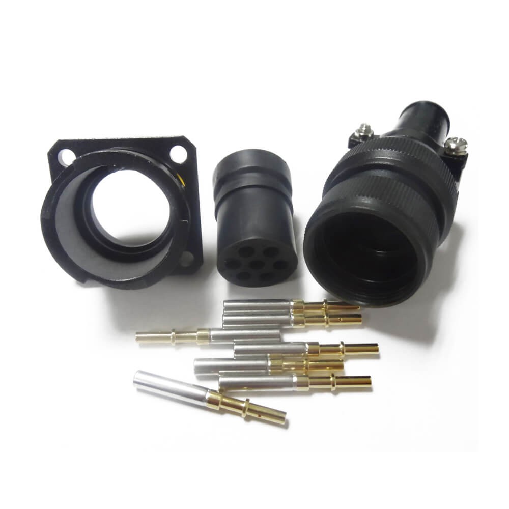 Elecbee JL Socket Female Traction Motor Connector Panel Mount 7 Pin 180 Degree Bayonet Coupling Solder American-Standard