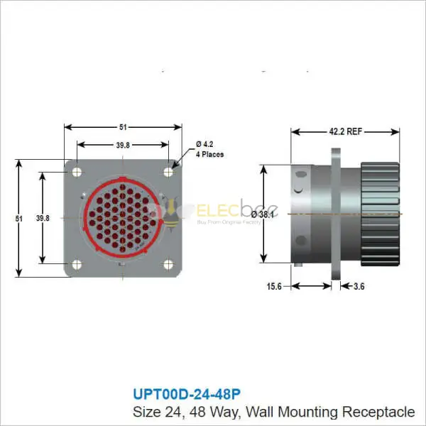 Plug Socket 48p UPT00D-24-48P Military Spec Connectors 48 pin plug