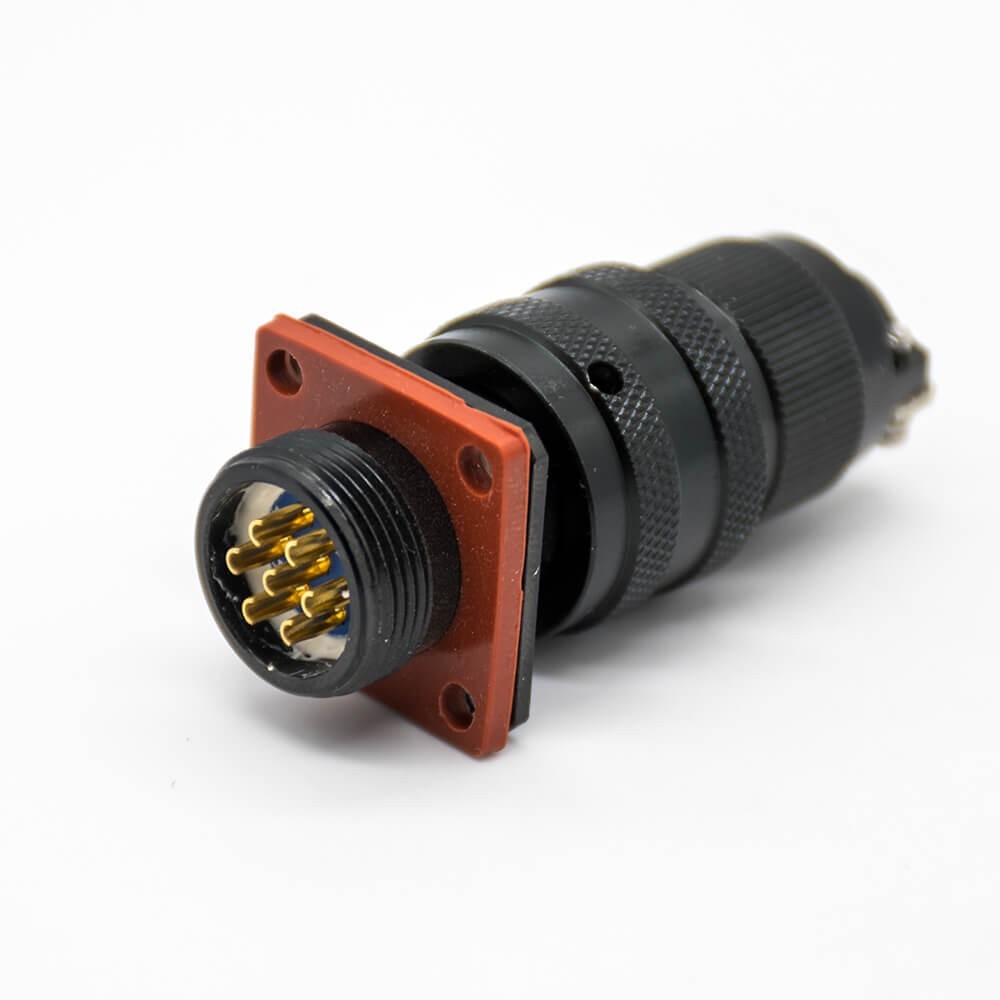 Elecbee Y11P Circular Electric Connector 7Pin Male Butt-Joint Female Straight Panel Mount Cable Solder Cup Solder 4 Hole Flange Male Socket