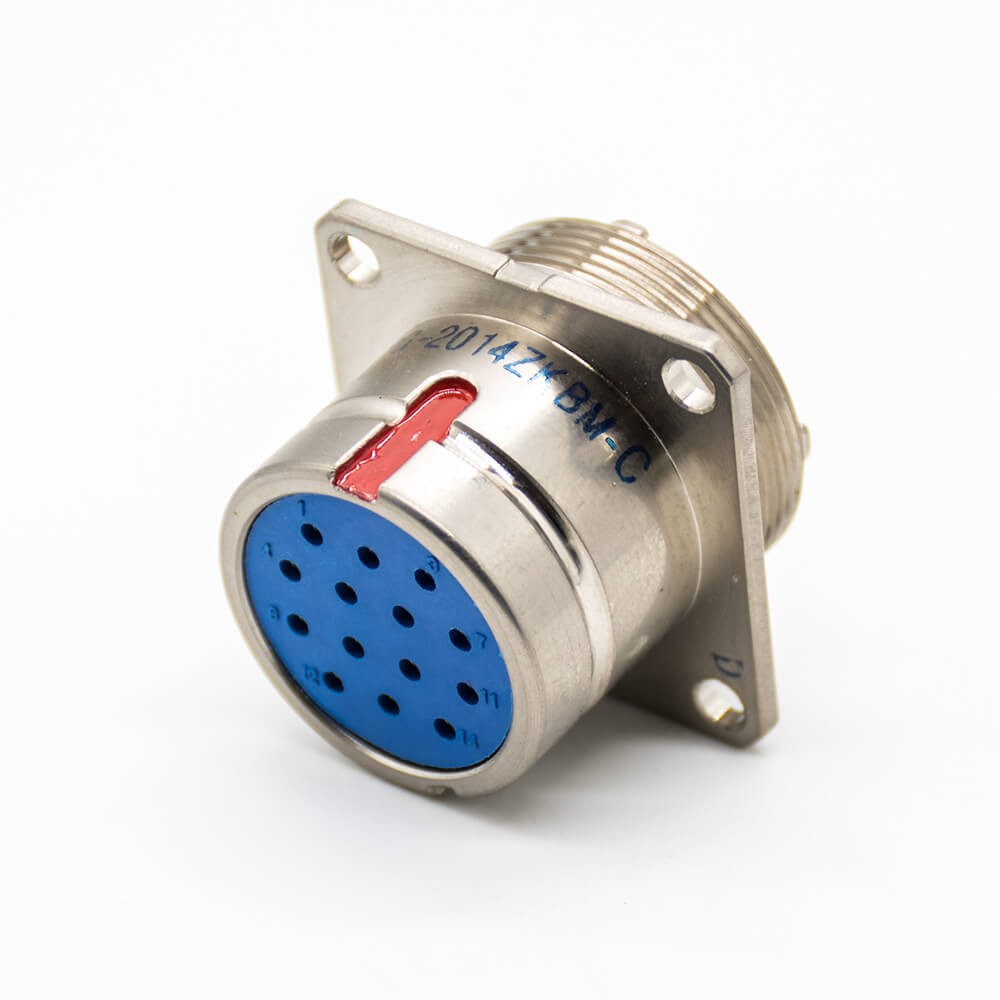 Elecbee 14 Pin Connector Female Y27G Socket 20 Shell Size Panel Mount 180° Solder cup Admiralty Metal
