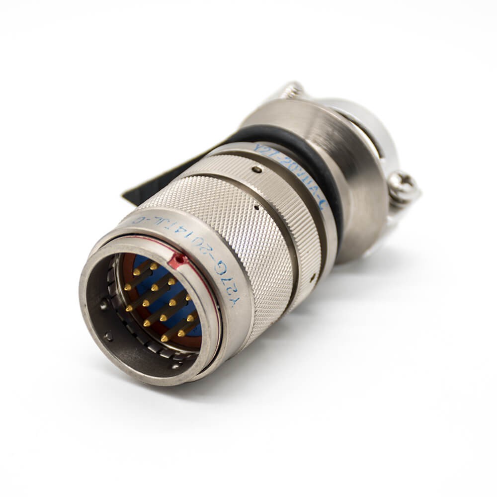 Elecbee 14 Pin Plug Y27G Admiralty Metal 20 Shell Size Plug Male Straight Solder cup 180 Degree Bayonet Coupling Connectors