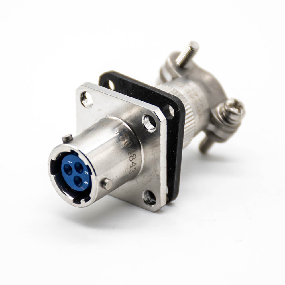 Elecbee 3Pin Square Plate Socket Female 4 Hole Flange Panel Mount Solder Bayonet Coupling 12 Shell XCE Connector