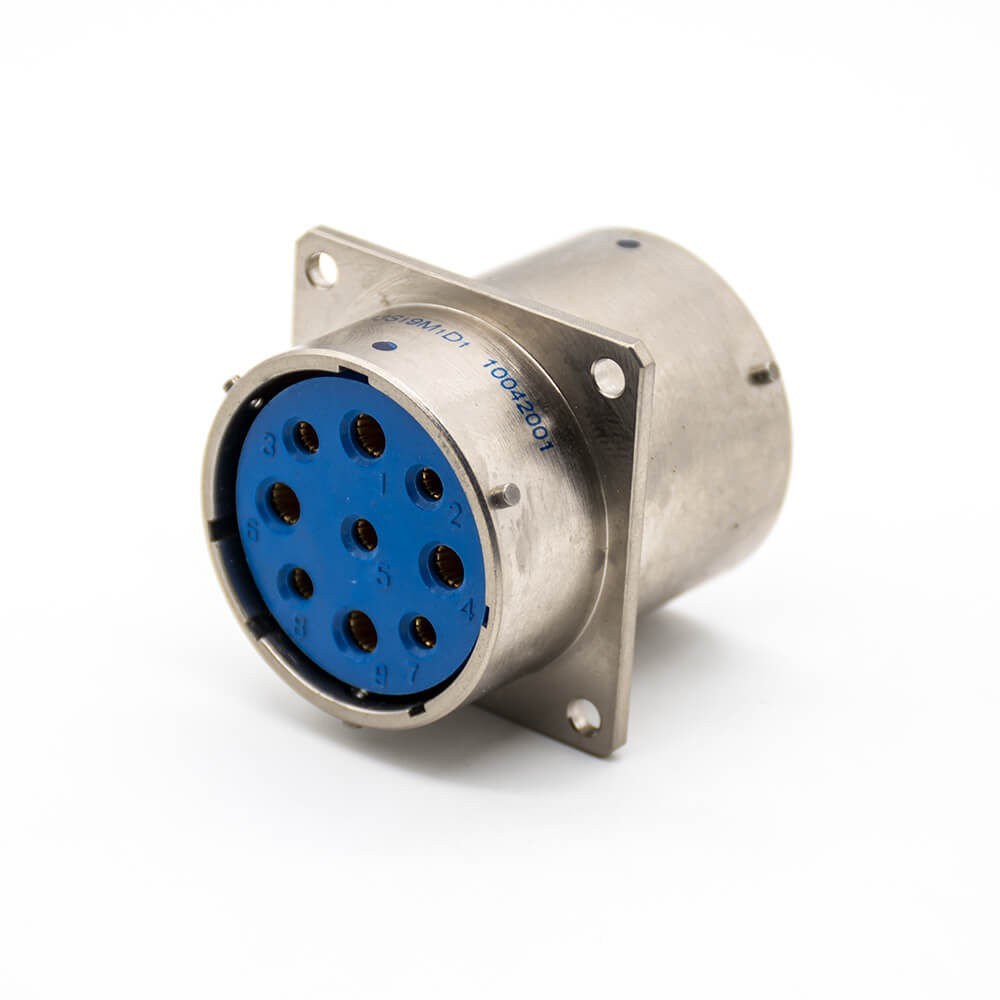 Elecbee 9Pin XCD Connector 33 Shell Portbar Male To Female Bayonet Coupling Panel Mount 4 Hole Flange Electroless Nickel Plating