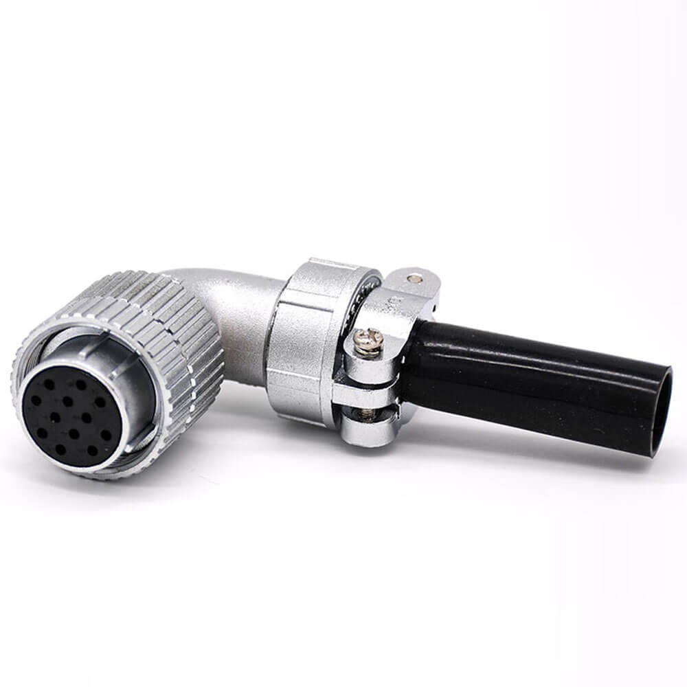 Elecbee Angled Connector P24 Female 12 Pin Plug for Cable