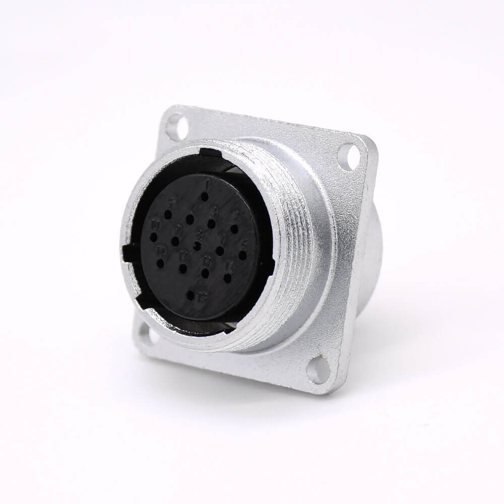 Elecbee Connector 15 Pin P24 Female Straight Socket Square 4 holes Flange Mounting Solder Cup for Cable