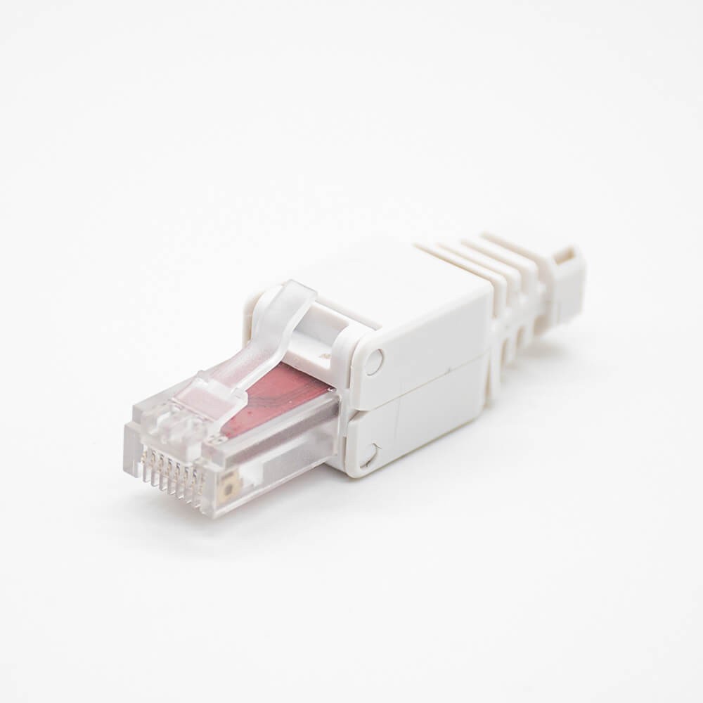 Elecbee Cat6 UTP Toolless RJ45 Plug 8 Pin Straight White Network Connector