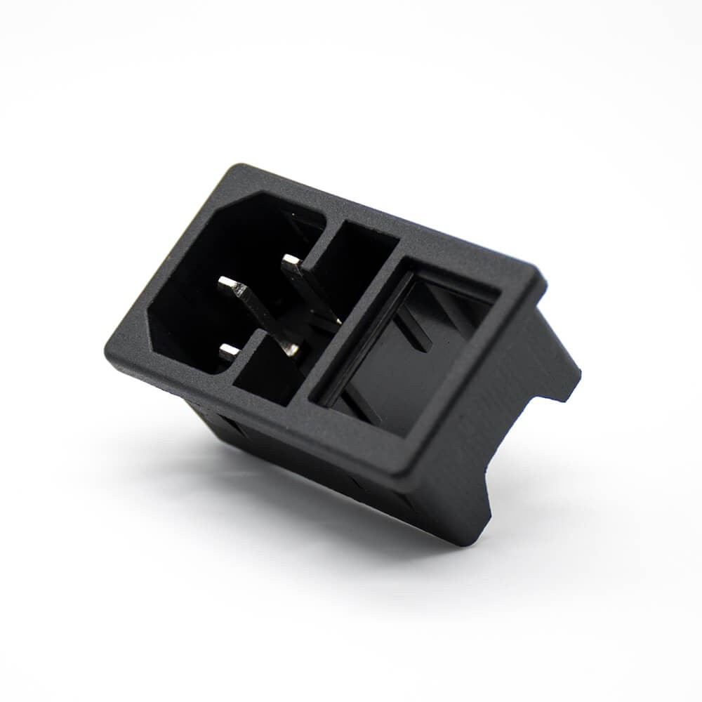 Elecbee AC Power Jack With Fuse AC-01A Through Hole Straight 3 Pin Male