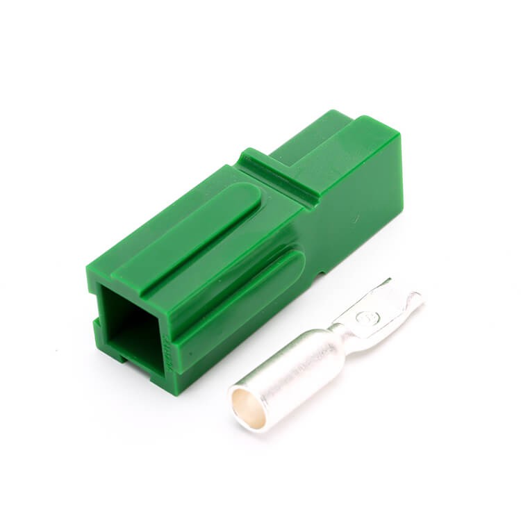 Elecbee 1 Way Power Connector Quick Connect Disconnect 600V 120Amp Battery Cable Connector (Green Housing, RG178)