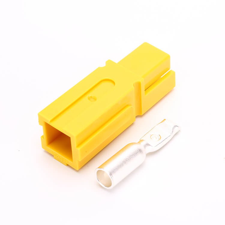 Elecbee 1 路电源连接器快速连接断开 600V 120Amp 电池电缆连接器（黄色外壳，2/4/6AWG）