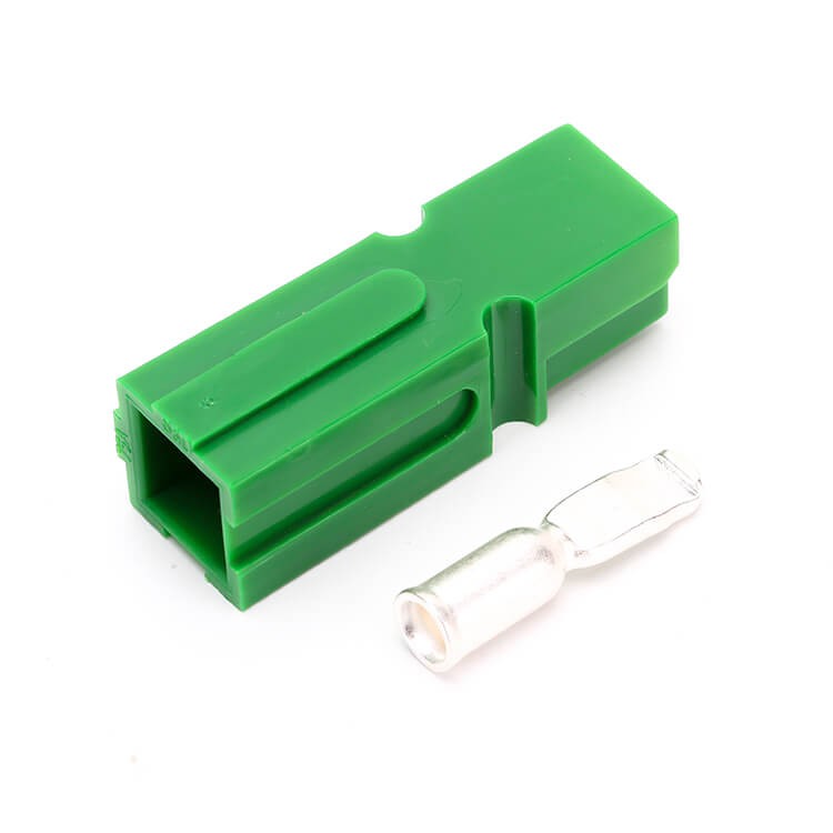 Elecbee 1 Way Power Connector Quick Connect Disconnect 600V 75Amp Battery Cable Connector (Green Housing, 6/8/10/12AWG)