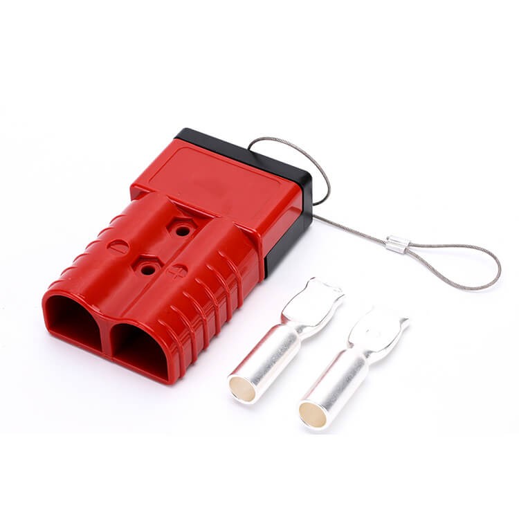 Elecbee 600V 350Amp Red Housing 2 Way Battery Power Cable Connector with Black Plastic Internal Protective Cover
