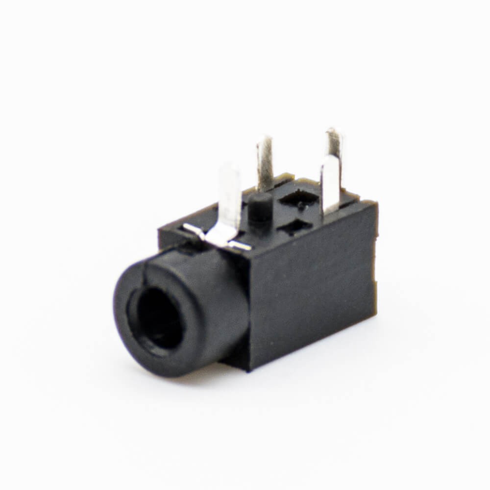 Elecbee DC Power Connectors Right Angle Through Hole Solder Lug Unshiled Female Jack Black Plastic 5mm*2.5mm
