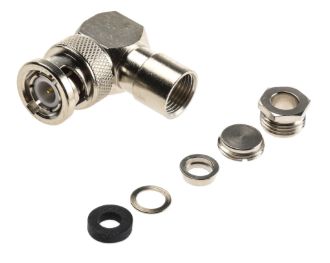 Elecbee BNC Connector Male Right Angle 50Ω Cable Mount Plug Nickel Clamp Termination RG58 C/U