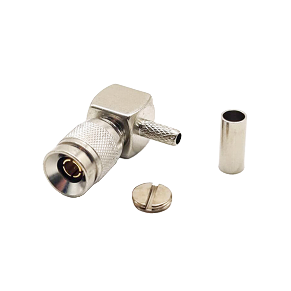 Elecbee DIN 1.0/2.3 Connector Right Angle Male Crimp Type for Coaxial Connector