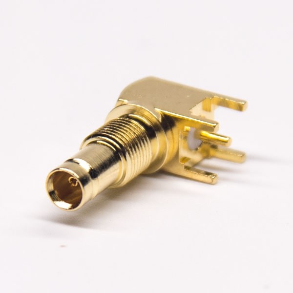 Elecbee DIN 1.0/2.3 Connector Right Angle Female DIP Type Bulkhead Panel Mount