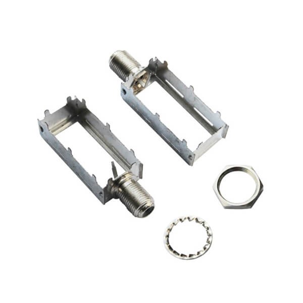 Elecbee Coaxial to F type Connector Righr Angled Female with Shielding Can