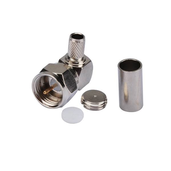 Elecbee F Plug Male Right Angle Crimp RF Coaxial Connector for Cable LMR195/RG58