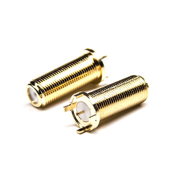 Elecbee 20pcs F Type Connector Gold Plating Female 180 Degree Through Hole for PCB Mount