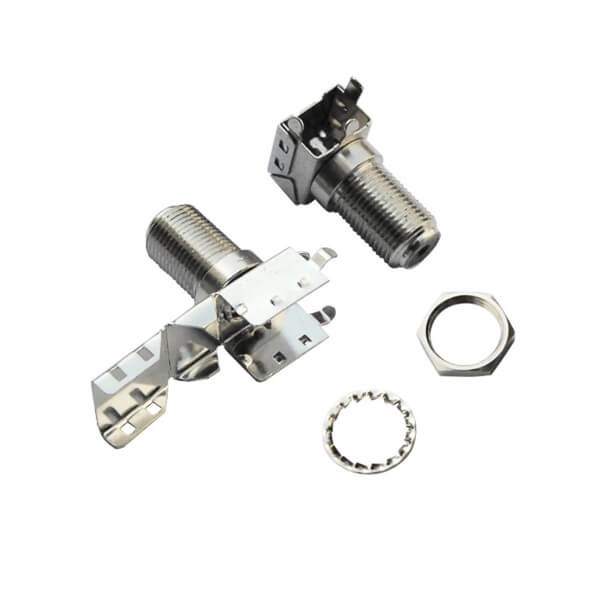 Elecbee 20pcs F Type Connector PCB Mount Angled Bulkhead Female with Stand