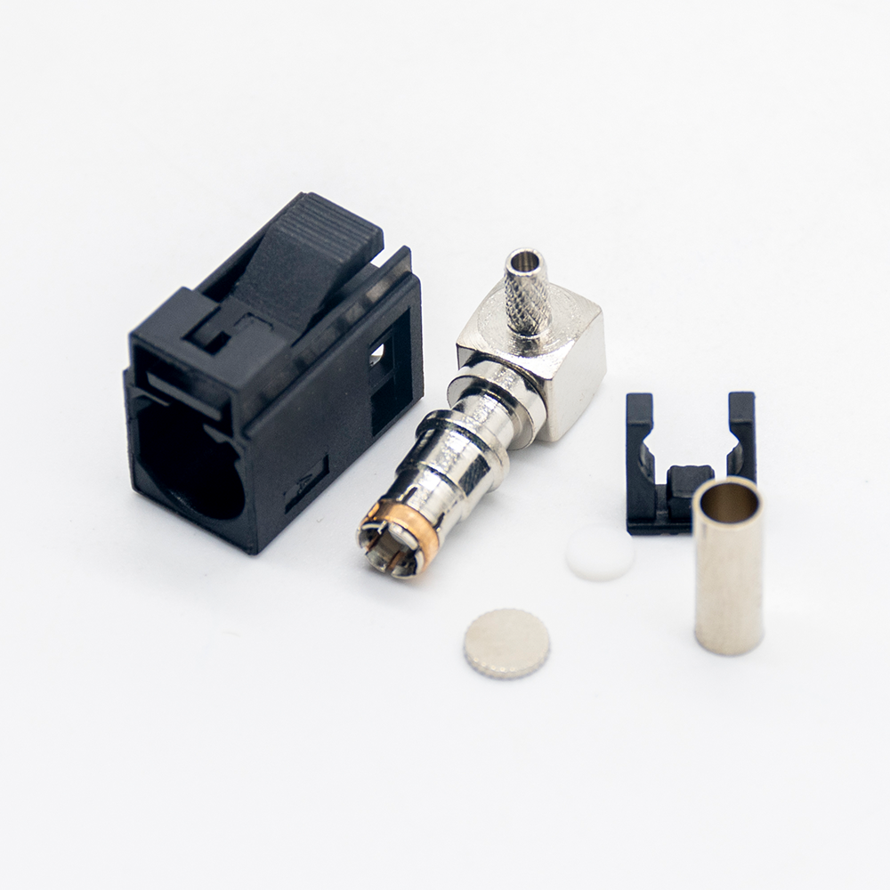 Elecbee Fakra Connector Female Fakra A Right Angle Black Crimp Solder Connector for RG174 RG316 Cable