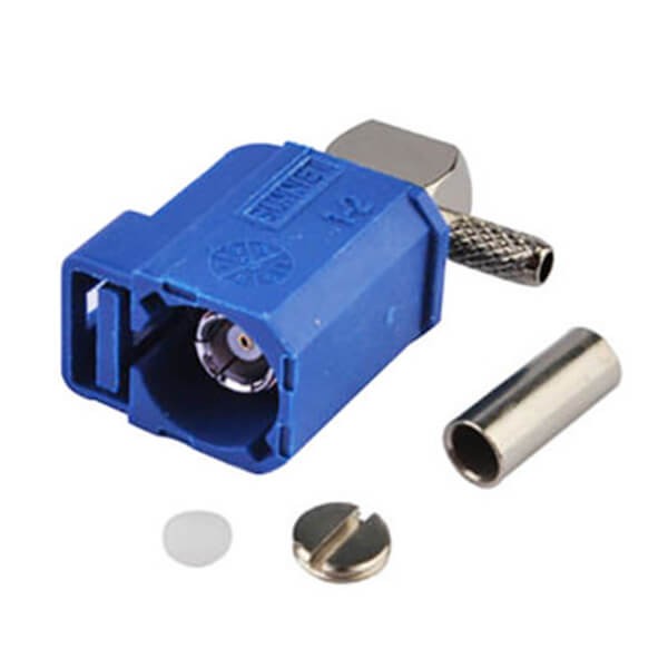 Elecbee Fakra Plastic Connector Fakra C Female Right Angle Blue Crimp Solder Connector for RG174 RG316 Cable