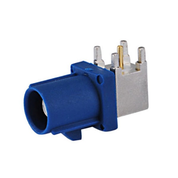 Elecbee Fakra SMB Connector C Male Blue Right Angle Through Hole PCB Connector for Car GPS Antenna
