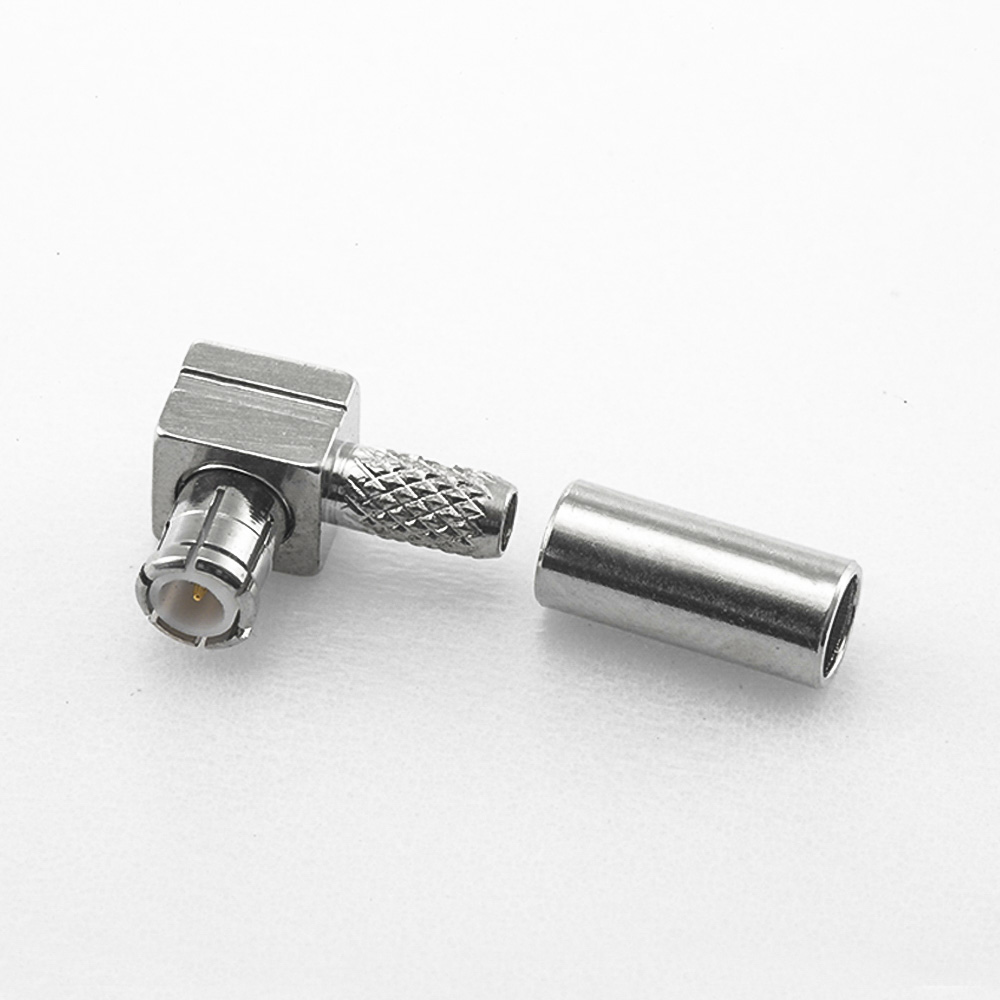 Elecbee Nickel Plating MCX Connector Right Angle Male Crimp for RG174/RG316 Cable