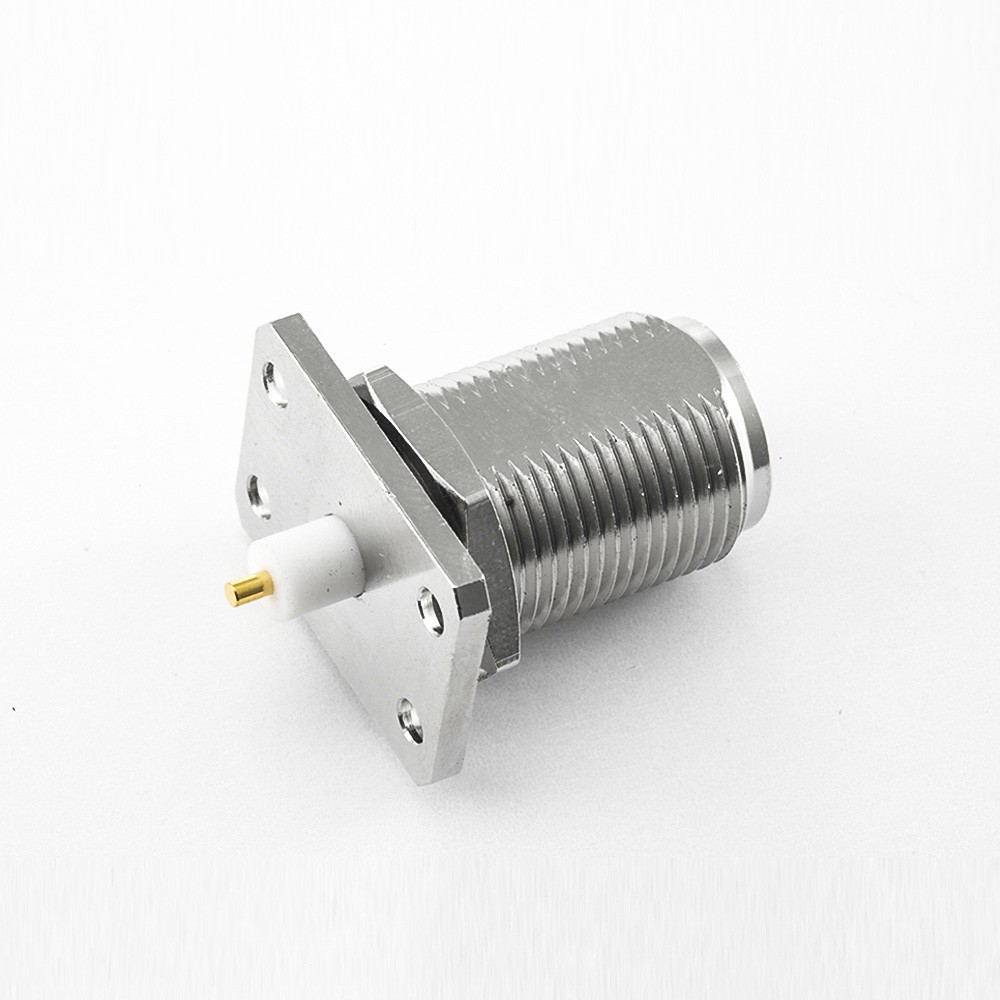 Elecbee Bulkhead N Type Connector Welding plate 4 Hole Flange Straight Female Solder for PCB Mount