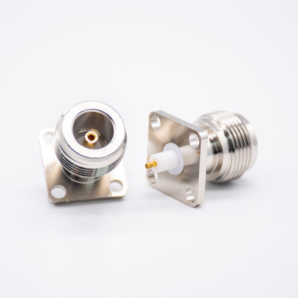 Elecbee Connector Panel Mount Type N Welding Plate 4 Hole Flange Straight Female Solder for PCB Mount