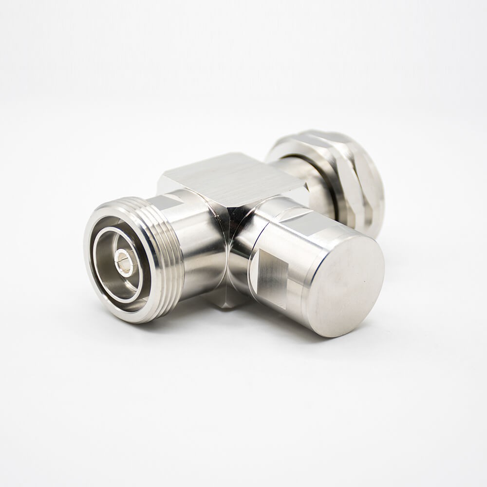 Elecbee Male To Female Arrester DIN Coaxial RF Connector T Type 1-4 Wavelength Lightning Arrester Straight Nickel Plating