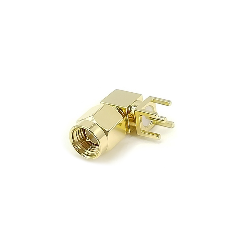 Elecbee RF Coaxial connector Standard SMA Plug Right Angle Solder Type for PCB mount