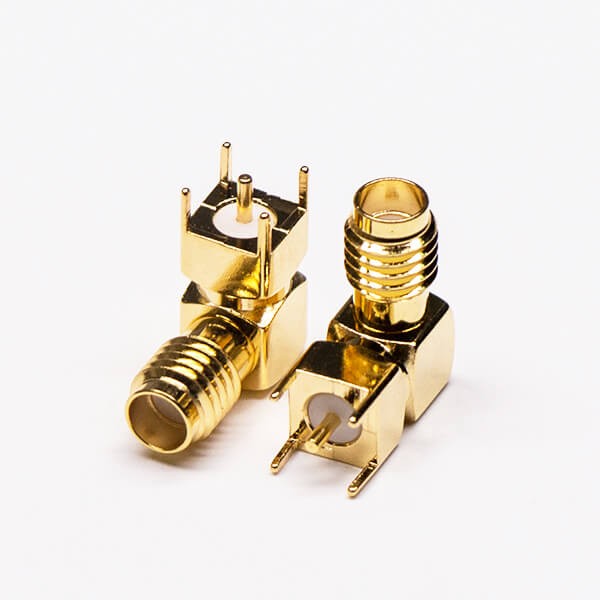 Elecbee 20pcs SSMA Coax Connector Angled Through Hole for PCB Mount