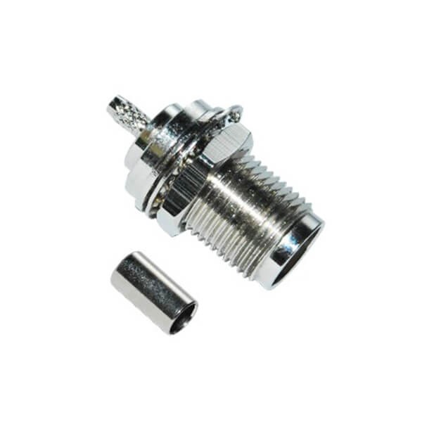 Elecbee Conector TNC Bulkhead hembra tipo de crimpado recto para cable RG6/58/59/174