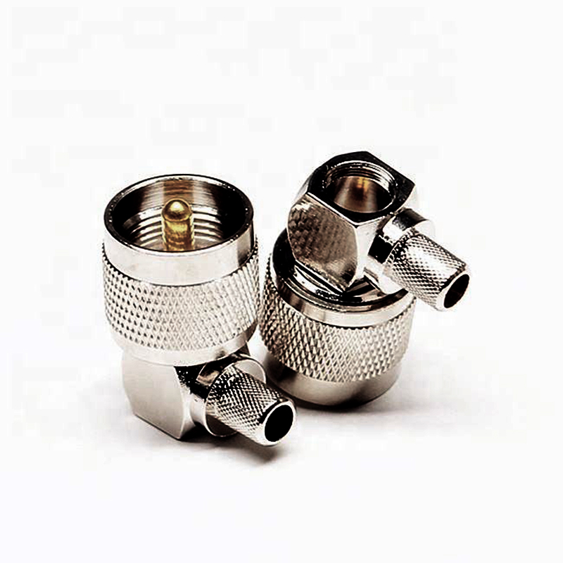 Elecbee UHF Male Right Angle 90 Degree Coaxial Connector Crimp for Cable RG58 RG142