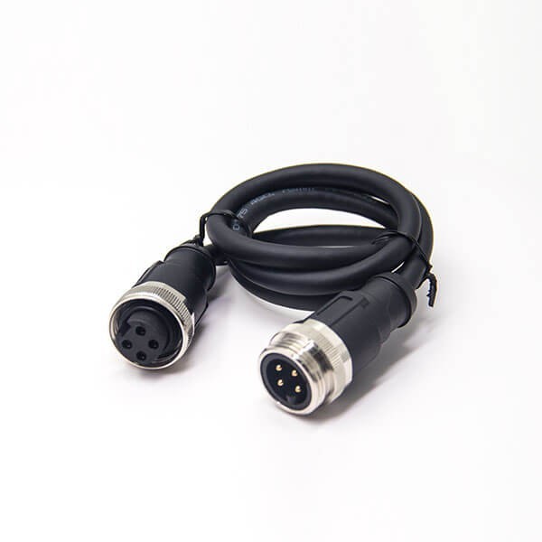 Elecbee 7/8" Series Connector 4 Pin Male to Female Straight Connector With Double ended Cable Over molded Cable 1M UnShielded