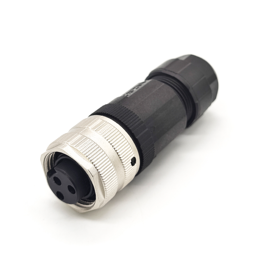 Elecbee 7/8" Circular Connector 3 pin Female Straight Site-Assembly For Cable UnShielded