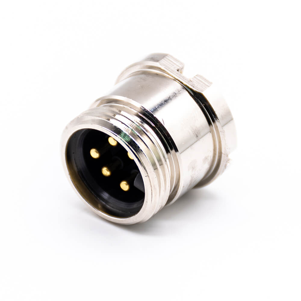 Elecbee 7/8 Panel Receptacle Hex Plug 5 Pin Straight DIP Connector