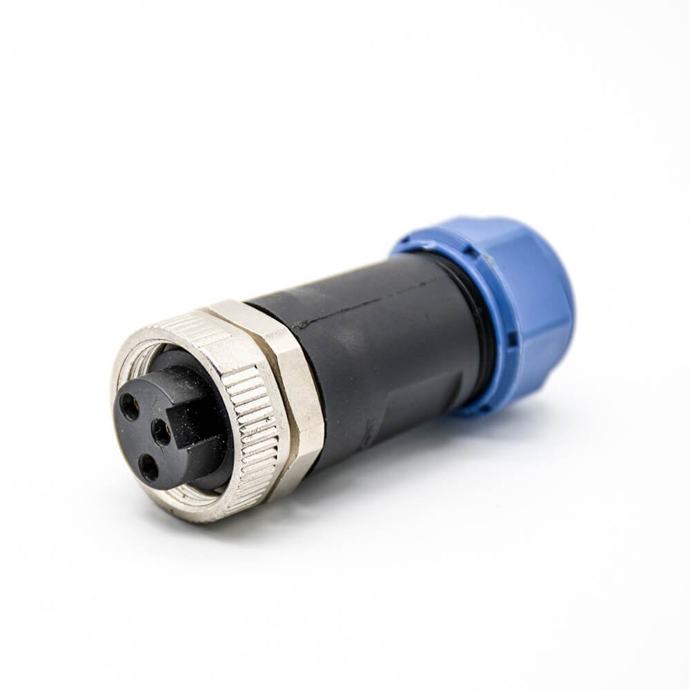 Elecbee 7/8" Circular Connector 3 pin Female Straight Site-Assembly Solder For Cable UnShielded