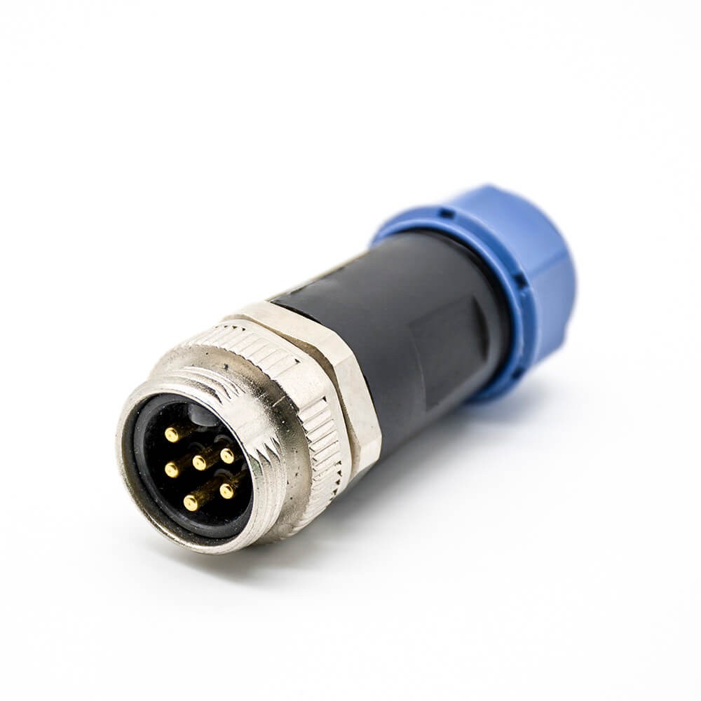 Elecbee 7/8" Connector 6 pin Male Straight Site-Assembly Solder For Cable UnShielded